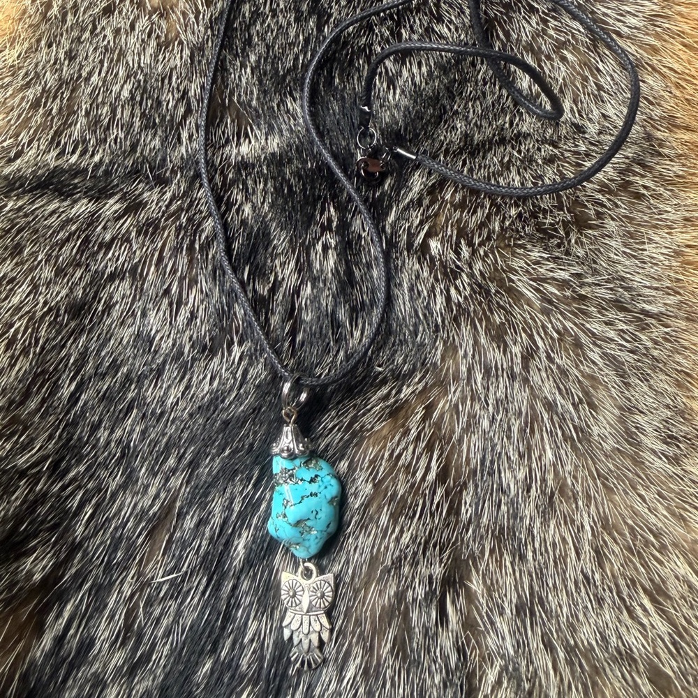 Turquoise Pendant Necklace with Silver Accents